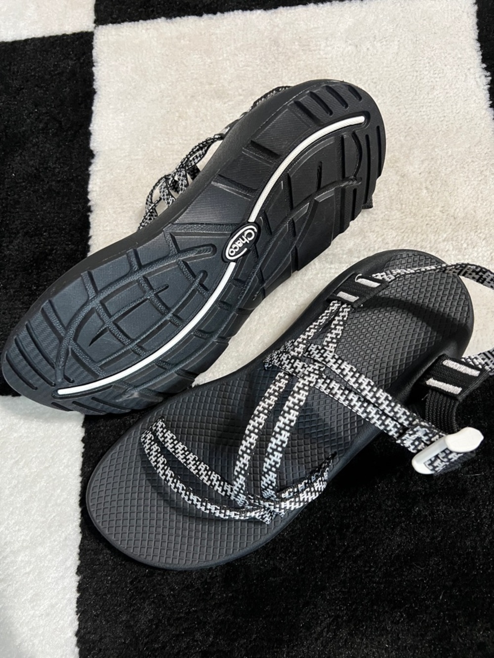 Chaco Black and White Woven-Strap Sandals